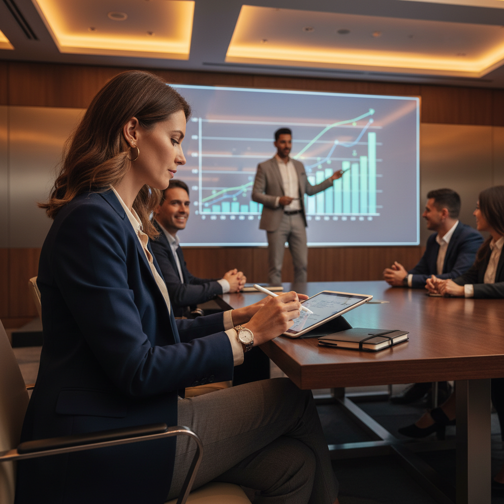 Donna con presentazione - formato quadrato